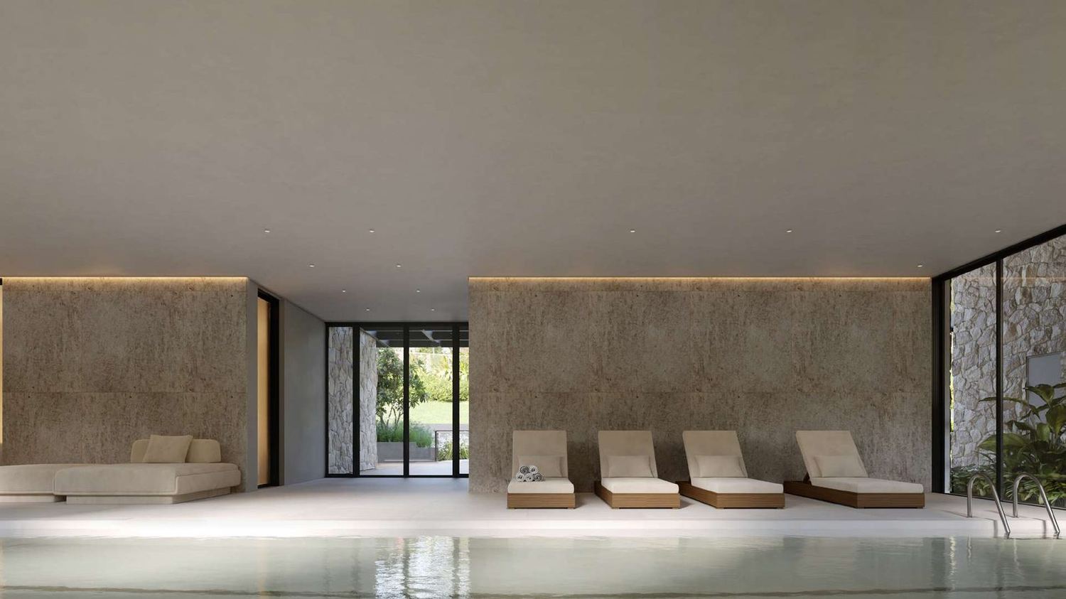 Piscina coberta e aquecida da Chácara Kantuá