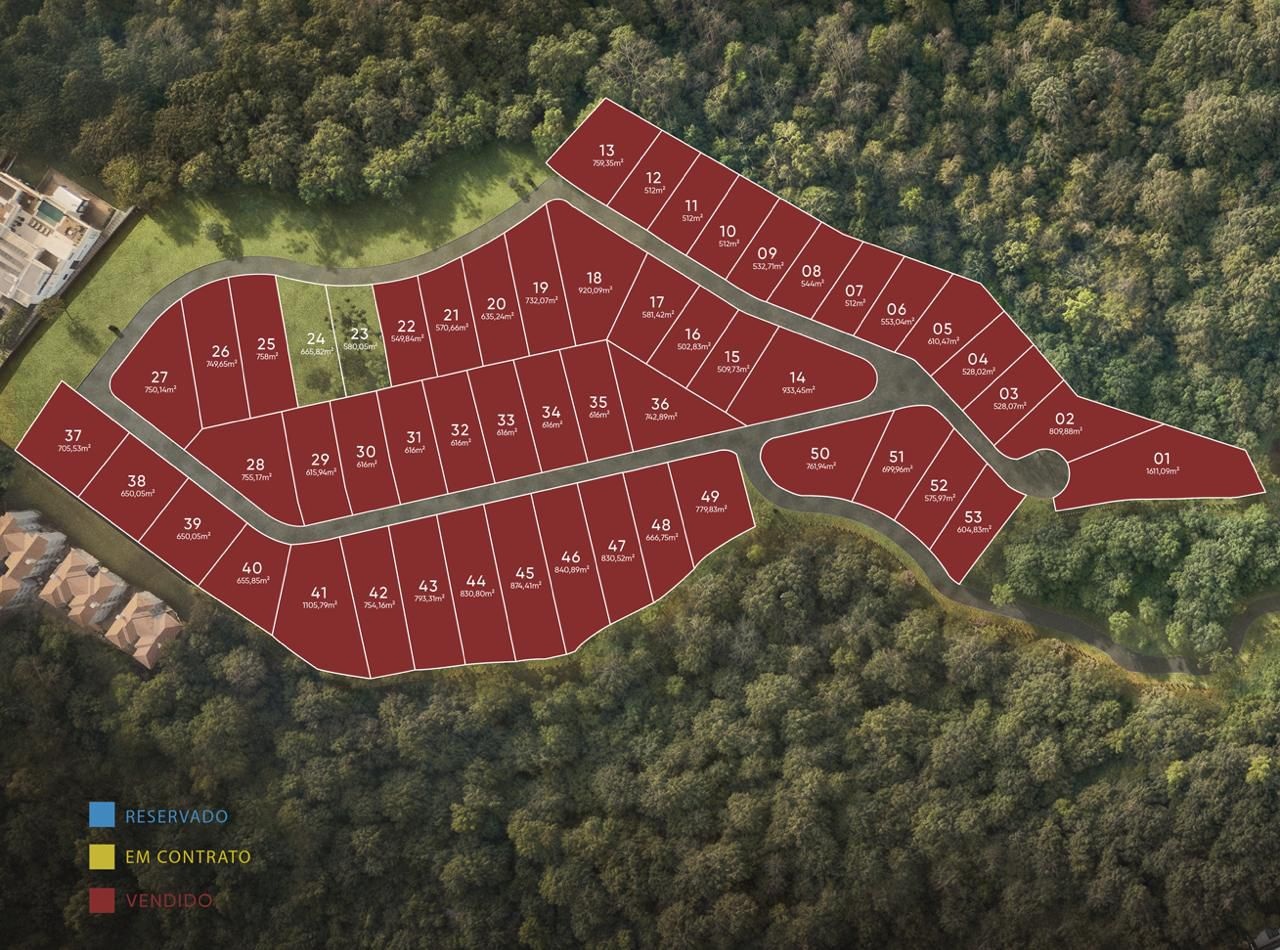 Mapa do loteamento Chácara Kantuá com este lote destacado em dourado